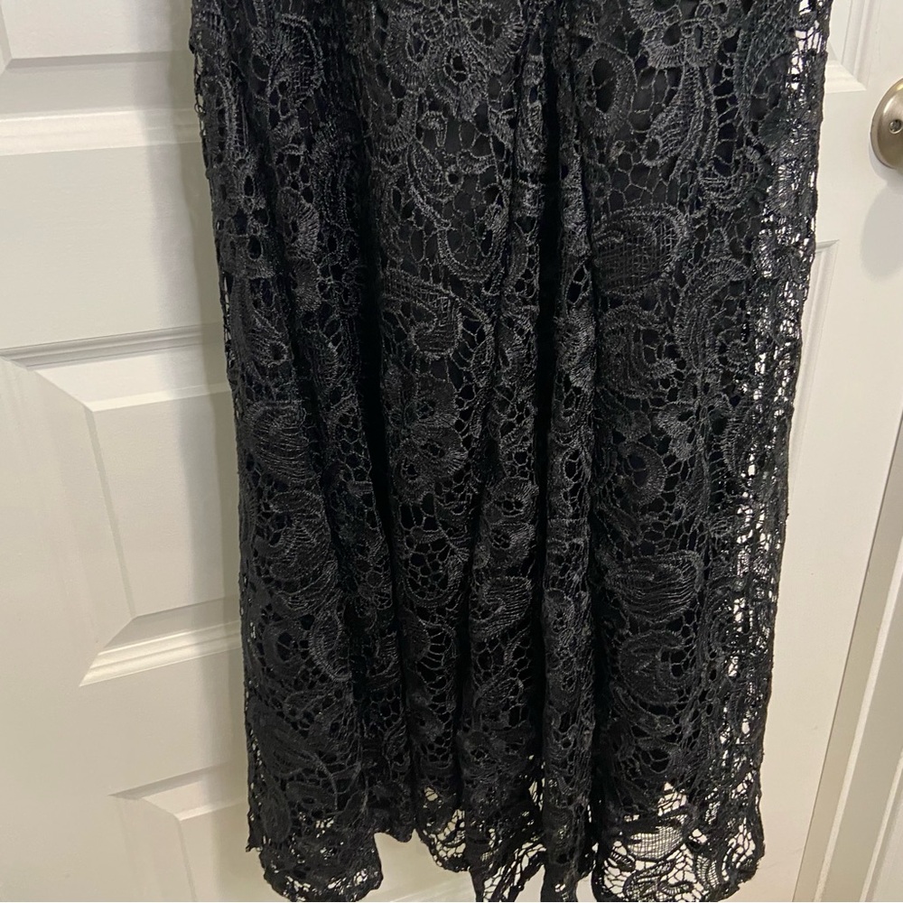 MANIJU Elegant Black Lace Maxi Evening Dress Cutout Open Back Size S - Picture 9 of 14